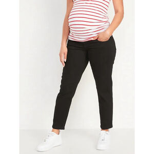 Women's Old Navy Maternity Jeans Size 12 Black Front Panel Straight Jeans